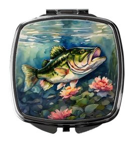 Largemouth Bass Compact Mirror Decorative Travel Makeup Mirror for Women Girls Gifts Pocket Makeup Mirror Folding Handheld