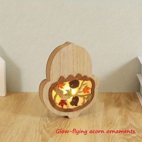 1pc, Creative Wooden Crafts Owl Squirrel Ornaments, Wooden Animal Maple Leaf Acorn Home Decoration, Suitable For Office Decoration, Bedroom Decor (Style: Acorn/1)